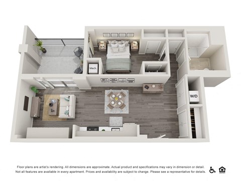 Floor plan for 1 bed, 1 bath, 759 sqft